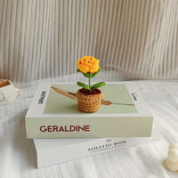Thumbnail for Hand-knitted Potted Crochet Flower - ArtGalleryZen
