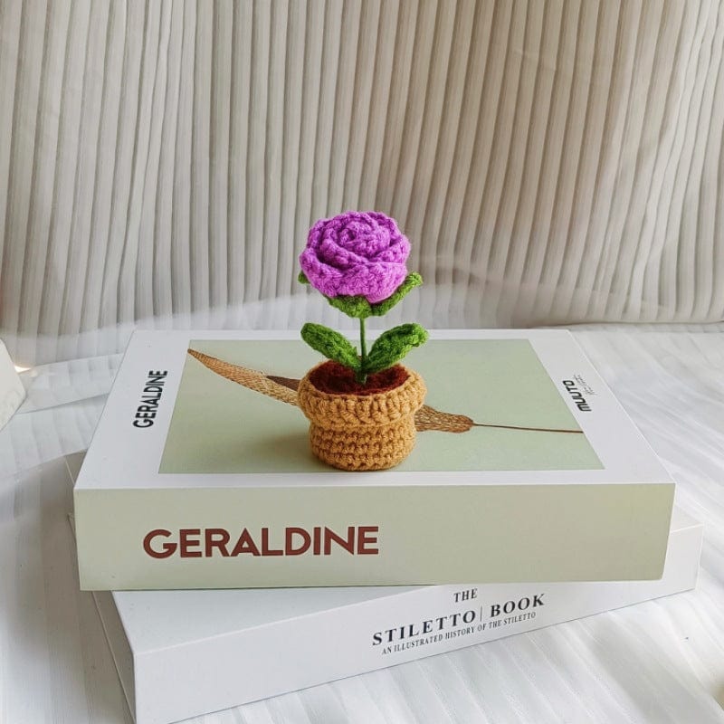Hand-knitted Potted Crochet Flower - ArtGalleryZen