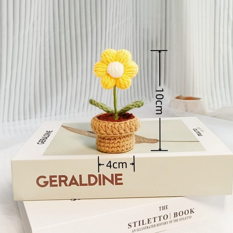 Hand-knitted Potted Crochet Flower - ArtGalleryZen