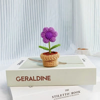 Thumbnail for Hand-knitted Potted Crochet Flower - ArtGalleryZen