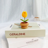 Thumbnail for Hand-knitted Potted Crochet Flower - ArtGalleryZen