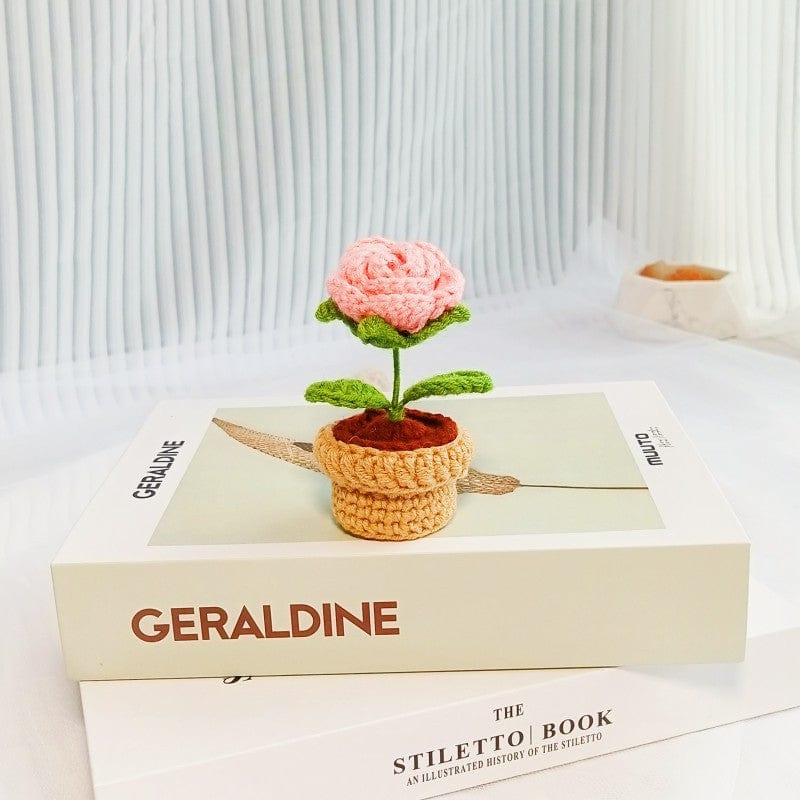 Hand-knitted Potted Crochet Flower - ArtGalleryZen