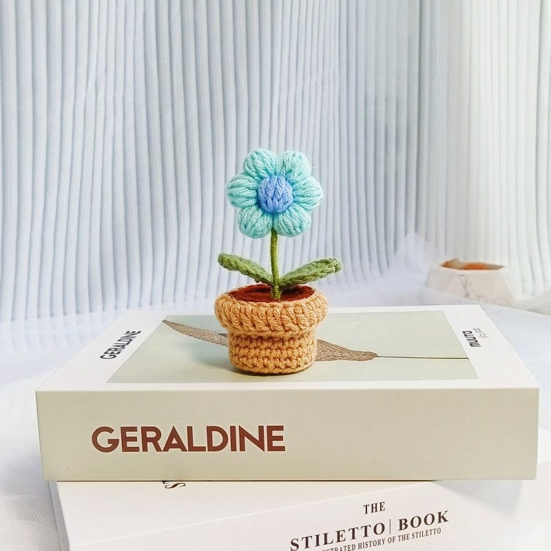 Hand-knitted Potted Crochet Flower - ArtGalleryZen
