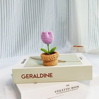 Thumbnail for Hand-knitted Potted Crochet Flower - ArtGalleryZen