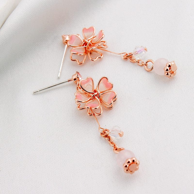 Handmade Cherry Blossom Dangle Earrings - ArtGalleryZen