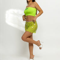 Thumbnail for Handmade Colorful Sequins Patchwork Strappy Nightclub Party Mini Skirt - ArtGalleryZen
