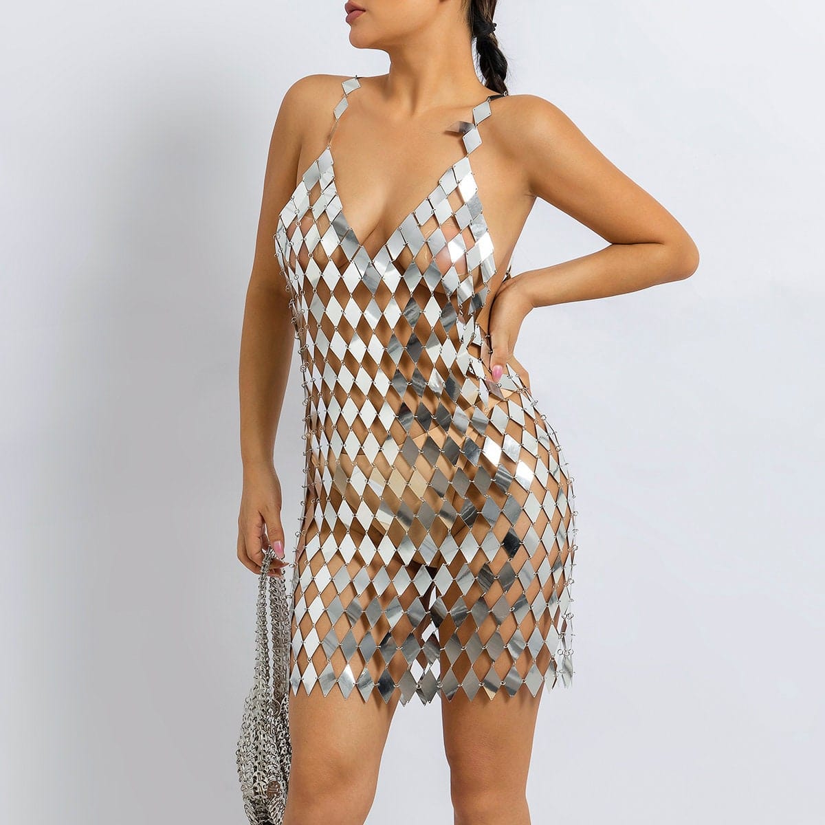 Handmade Glitter Rhombic Sequin Dress - ArtGalleryZen