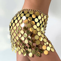 Thumbnail for Handmade Squamous Glitter Sequins Patchwork Strappy Nightclub Party Skirt - ArtGalleryZen