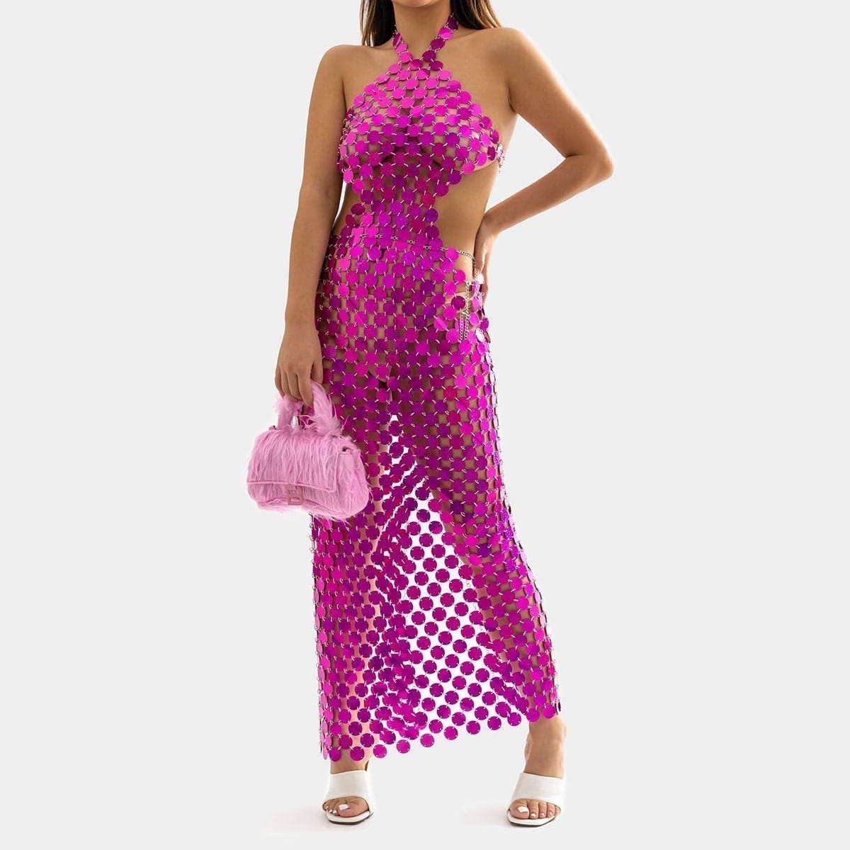 Handmade Glitter Squamous Sequins Patchwork Long Dress - ArtGalleryZen