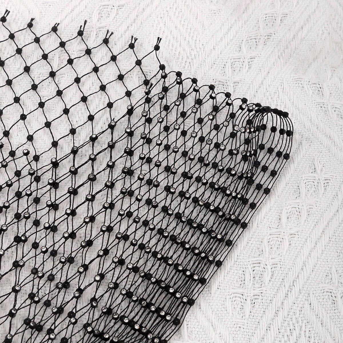 Handmade Glittering Rhinestone Fishnet See Through Mesh Cover Up Long Dress - ArtGalleryZen