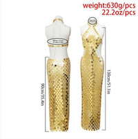 Thumbnail for Handmade Gold Silver Rose Red Glitter Strappy Mirror Sequin Dress - ArtGalleryZen
