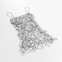 Thumbnail for Handmade Gold Silver Tone Glitter Star Sequins Patchwork Mini Dress - ArtGalleryZen