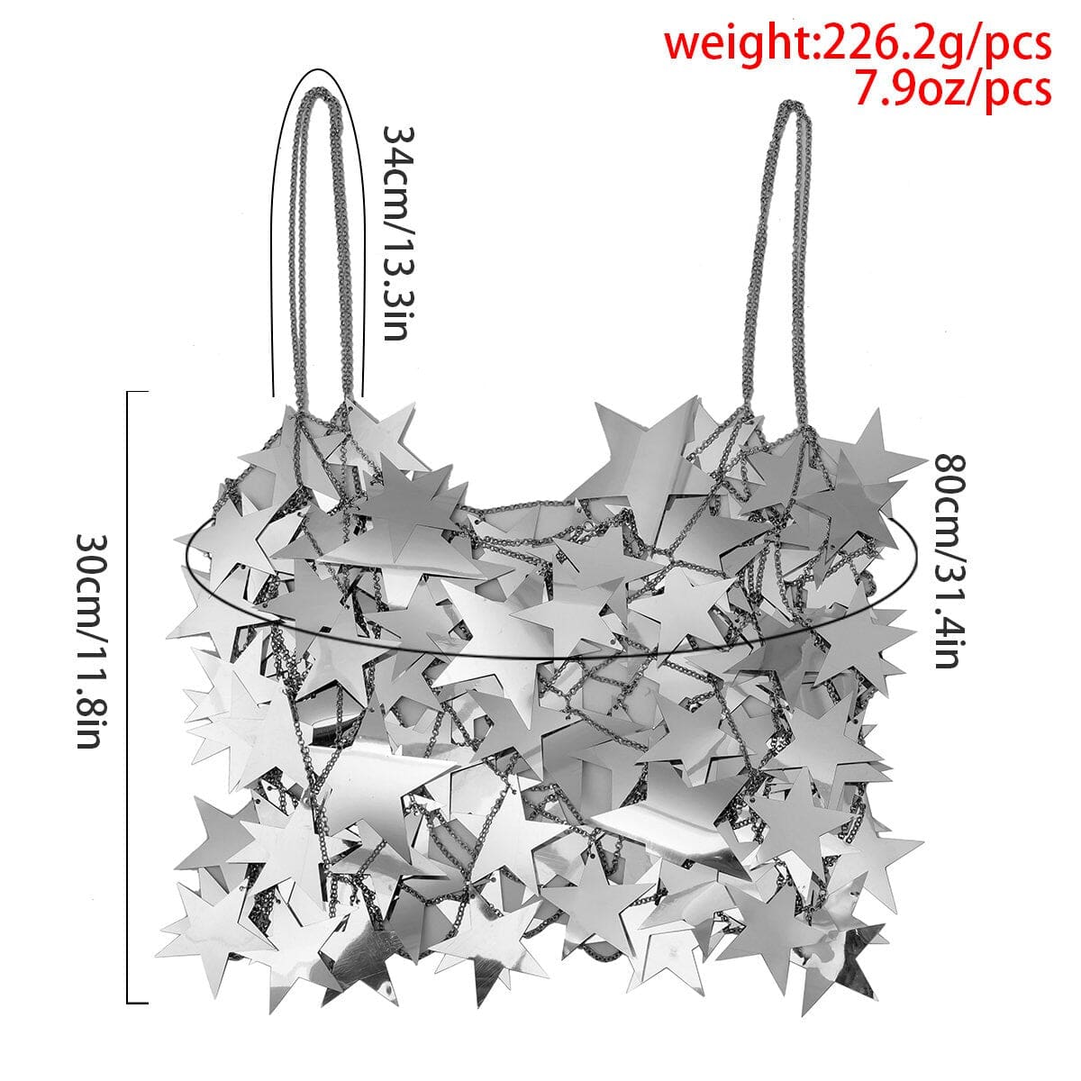 Handmade Gold Silver Tone Hollow Star Sequins Sleeveless Tank Top - ArtGalleryZen