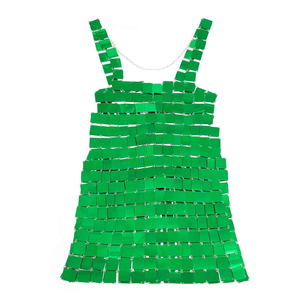Handmade Green Square Sequins Patchwork Rave Party Mini Dress - ArtGalleryZen