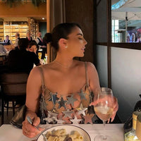 Thumbnail for Handmade Hollow Glitter Star Sequins Sleeveless Tank Top - ArtGalleryZen