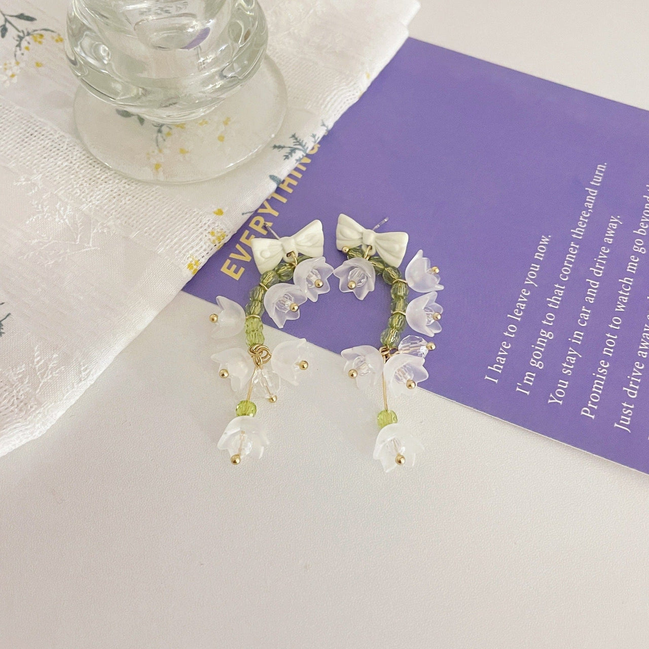 Handmade Lily Of The Valley Dangle Earrings - ArtGalleryZen