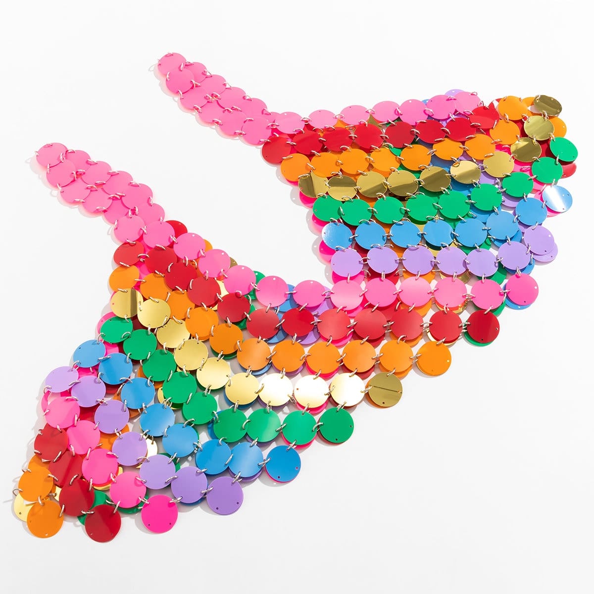 Handmade Rainbow Glitter Sequins Sleeveless Tank Top - ArtGalleryZen