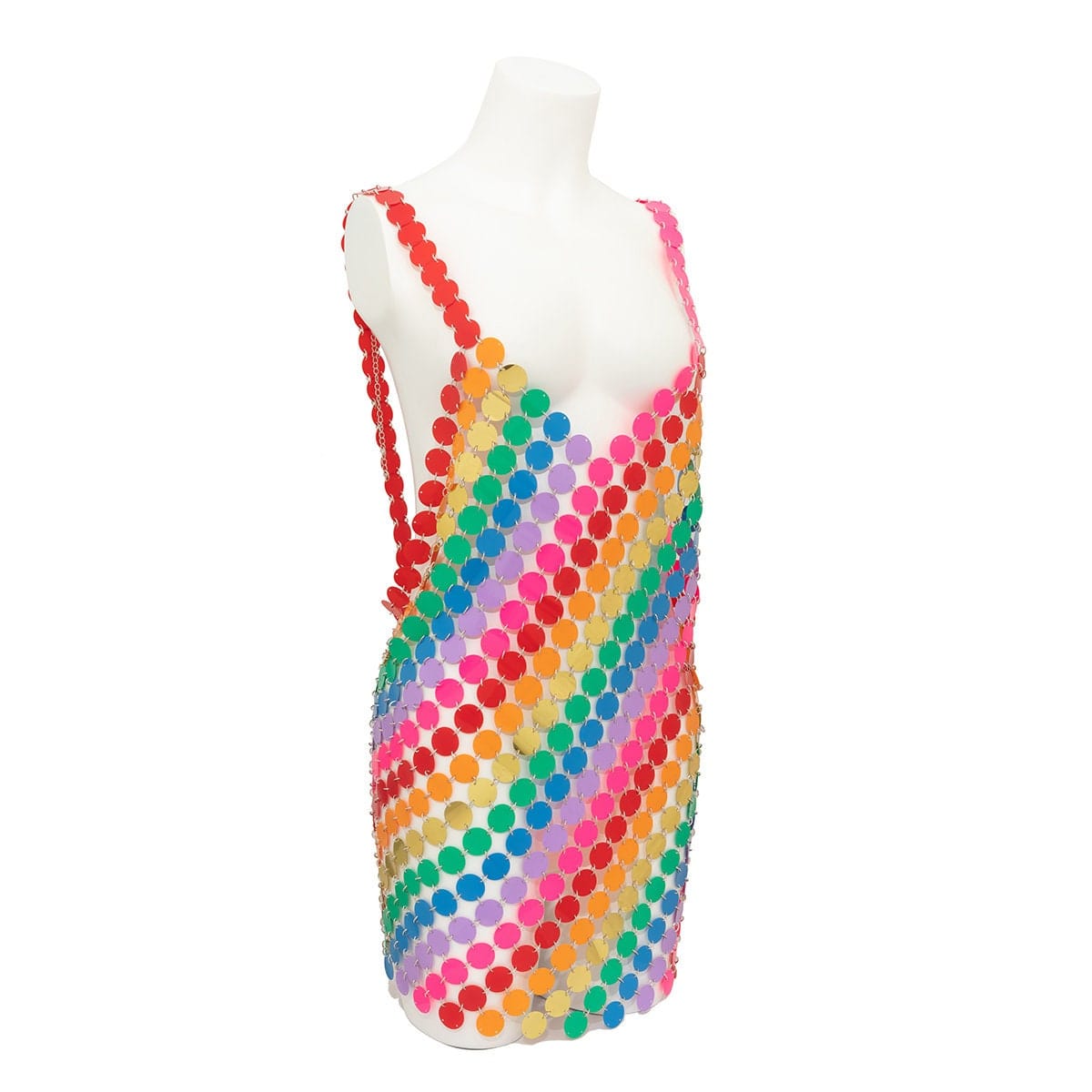 Handmade Rainbow Squamous Sequins Patchwork Nightclub Party Mini Dress - ArtGalleryZen