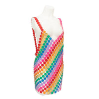 Thumbnail for Handmade Rainbow Squamous Sequins Patchwork Nightclub Party Mini Dress - ArtGalleryZen