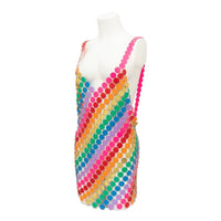 Thumbnail for Handmade Rainbow Squamous Sequins Patchwork Nightclub Party Mini Dress - ArtGalleryZen
