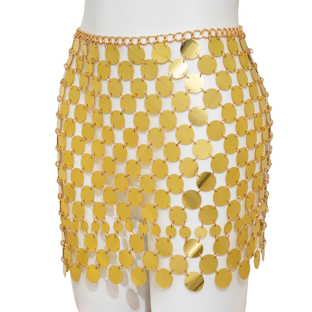 Handmade Squamous Glitter Sequins Patchwork Strappy Nightclub Party Skirt - ArtGalleryZen