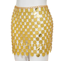 Thumbnail for Handmade Squamous Glitter Sequins Patchwork Strappy Nightclub Party Skirt - ArtGalleryZen