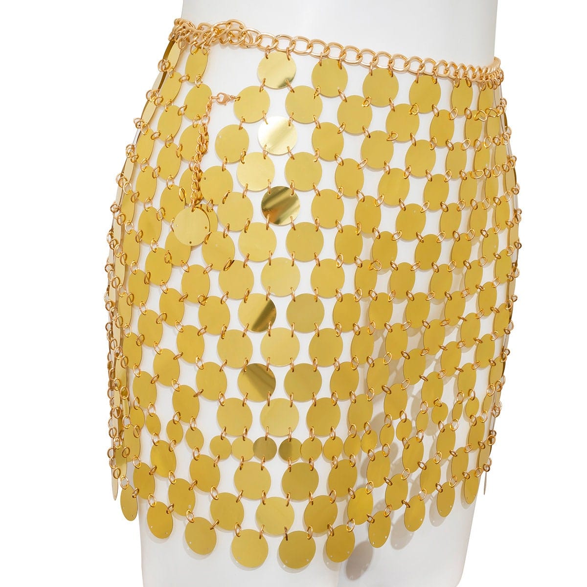 Handmade Squamous Glitter Sequins Patchwork Strappy Nightclub Party Skirt - ArtGalleryZen