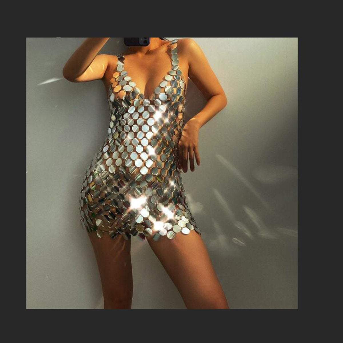 Handmade Sequins Patchwork Glitter Party Dress – ArtGalleryZen
