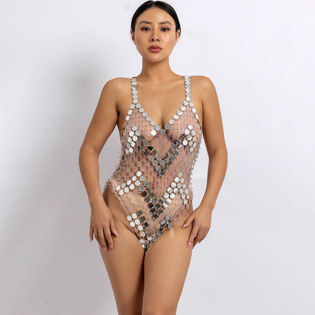 Handmade Transparent Squamous Bikini Sequin Dress - ArtGalleryZen
