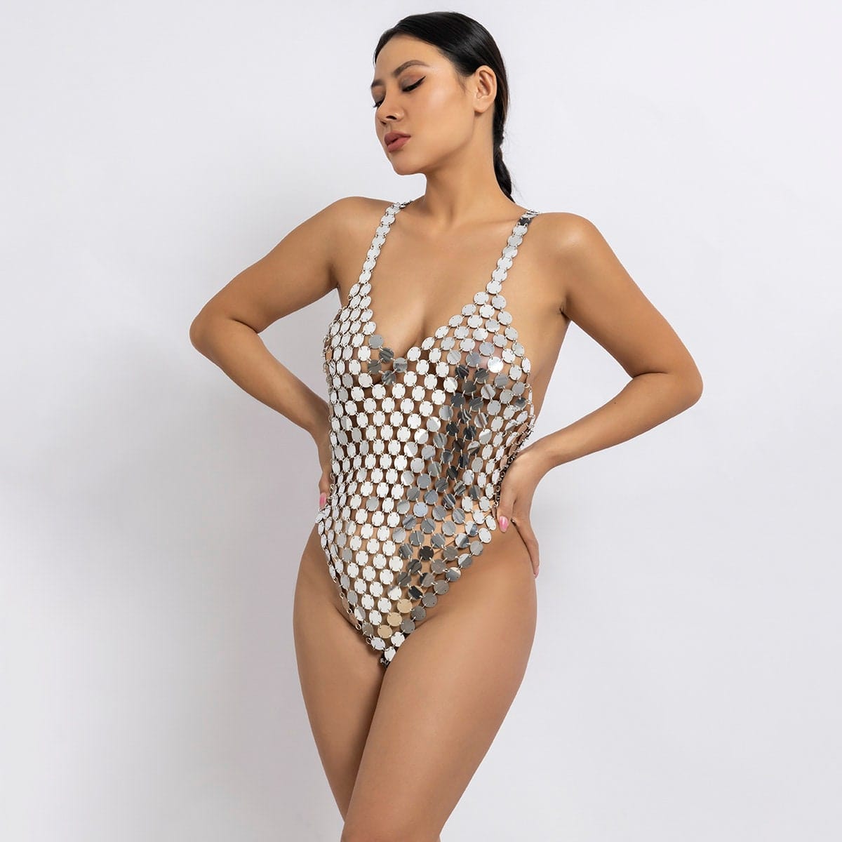 Handmade Transparent Squamous Bikini Sequin Dress - ArtGalleryZen