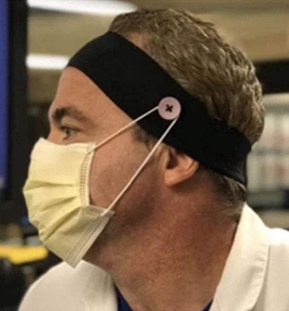 Headband with Buttons for Face Mask Holder - Yoga Sports Workout Turban Headwrap for Doctors Women Men - ArtGalleryZen