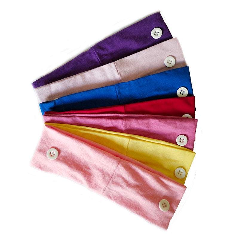 Headband with Buttons for Face Mask Holder - Yoga Sports Workout Turban Headwrap for Doctors Women Men - ArtGalleryZen