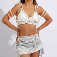 Thumbnail for Hollow Chunky Pearl Body Chain Bra - ArtGalleryZen