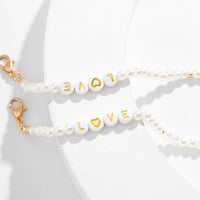 Thumbnail for Boho LOVE Letter Charm Beaded Pearl Shoe Chain - ArtGalleryZen