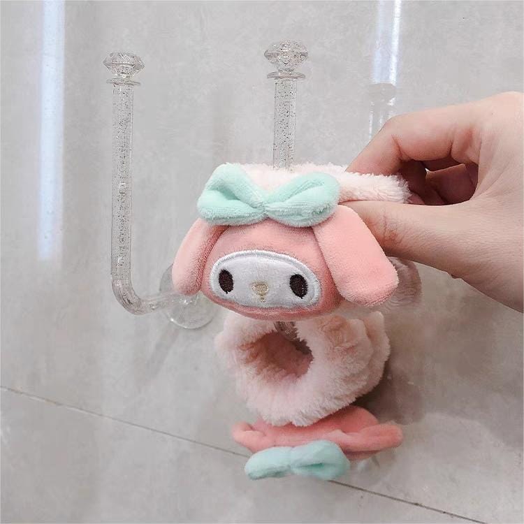 Kawaii 2 Pieces Face Washing Anti-Wet Plush Wristband Hairband Set - ArtGalleryZen