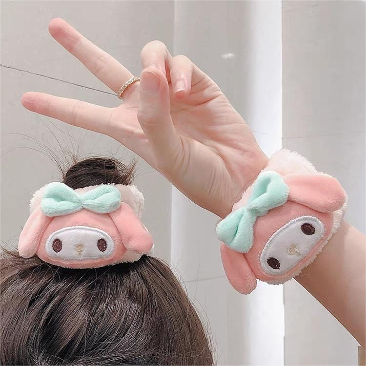 Kawaii 2 Pieces Face Washing Anti-Wet Plush Wristband Hairband Set - ArtGalleryZen