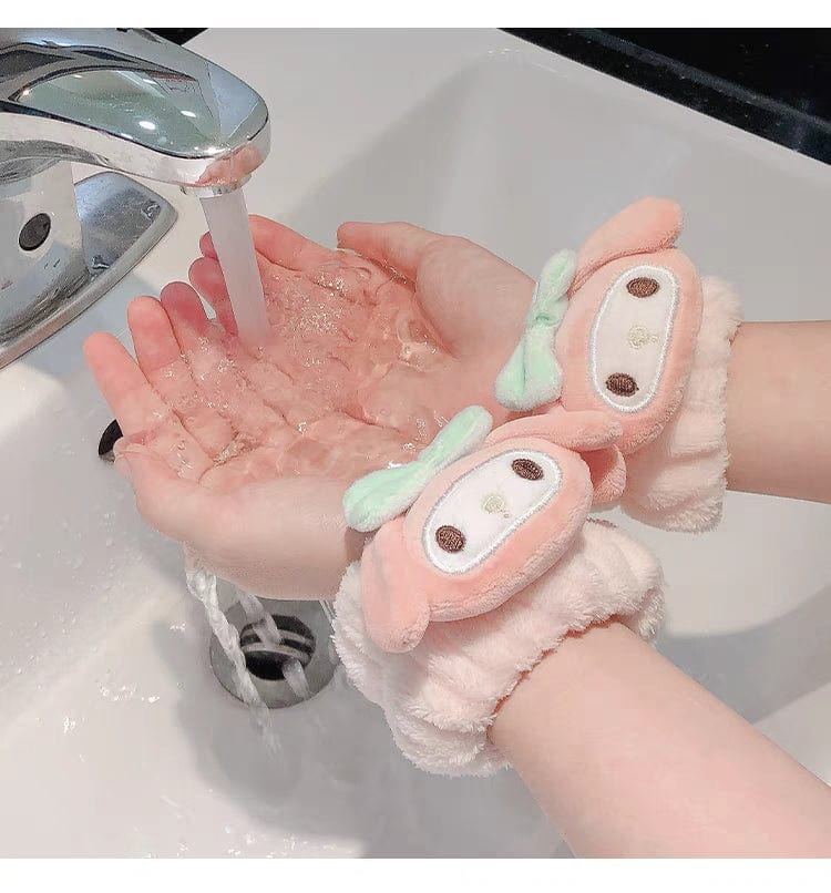 Kawaii 2 Pieces Face Washing Anti-Wet Plush Wristband Hairband Set - ArtGalleryZen