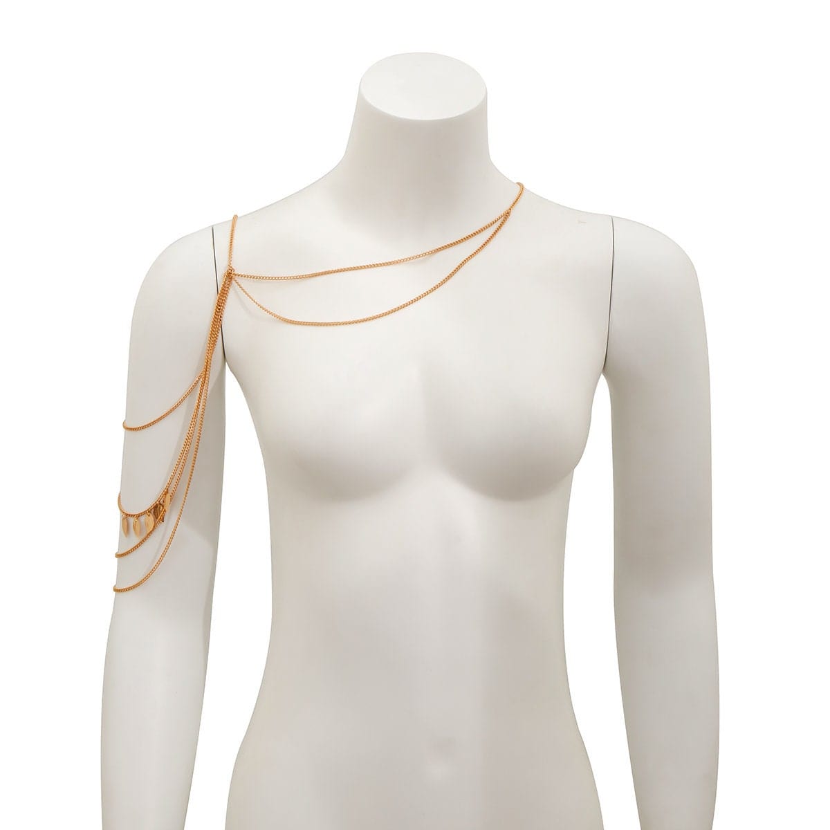 Layered Gold Silver Tone Leaf Tassel Shoulder Necklace - ArtGalleryZen