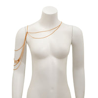 Thumbnail for Layered Gold Silver Tone Leaf Tassel Shoulder Necklace - ArtGalleryZen