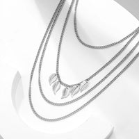 Thumbnail for Layered Gold Silver Tone Leaf Tassel Shoulder Necklace - ArtGalleryZen
