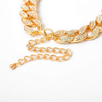 Thumbnail for LUX Handmade Gold Tone Czech Rhinestone Full Inlaid Curb Link Chain Choker Necklace - ArtGalleryZen