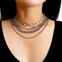 Thumbnail for Minimalist 4 Pieces Silver Tone Curb Link Chain Choker Necklace - ArtGalleryZen