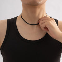 Thumbnail for Minimalist Black Herringbone Chain Choker Necklace - ArtGalleryZen