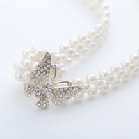 Thumbnail for Minimalist Chic Silver Tone Crystal Inlaid Butterfly Beaded Pearl Waist Chain - ArtGalleryZen