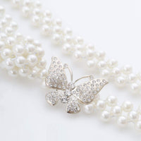 Thumbnail for Minimalist Chic Silver Tone Crystal Inlaid Butterfly Beaded Pearl Waist Chain - ArtGalleryZen