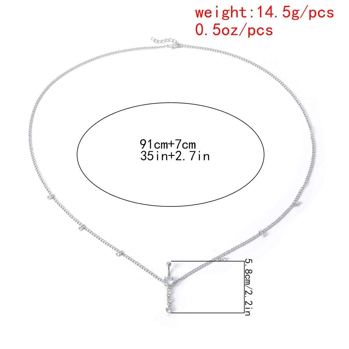 Minimalist Crystal Navel Piercing Belly Chain - ArtGalleryZen