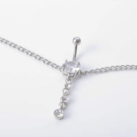 Thumbnail for Minimalist Crystal Navel Piercing Belly Chain - ArtGalleryZen