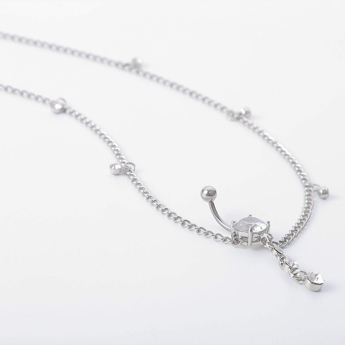 Minimalist Crystal Navel Piercing Belly Chain - ArtGalleryZen