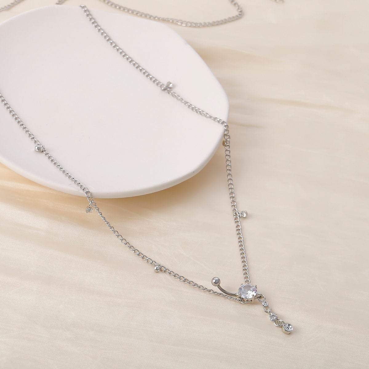 Minimalist Crystal Navel Piercing Belly Chain - ArtGalleryZen