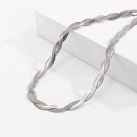 Thumbnail for Minimalist Gold Silver Tone Intertwined Herringbone Chain Choker Necklace - ArtGalleryZen